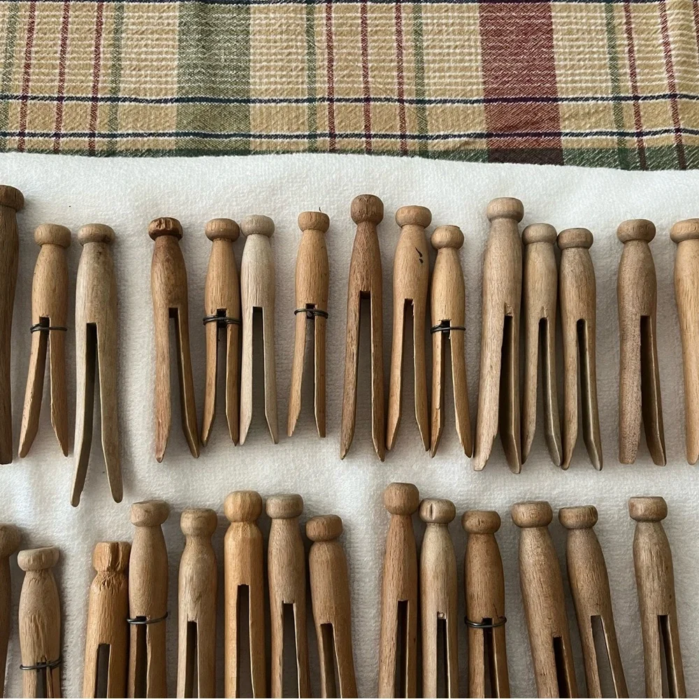 (50) Vintage Wooden Clothespins Set #2 - Picture 2 of 6